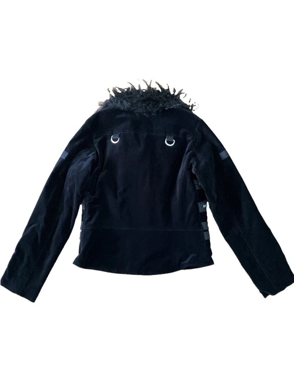 Vintage Tripp NYC Moto Jacket Velvet Faux Fur M Black Bondage Goth Y2K Punk Moto - Picture 2 of 16